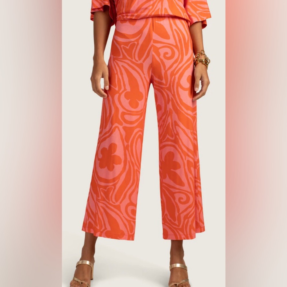 Trina Turk Women's M Atoll Wide Leg Abstract Print Pants Contemporary